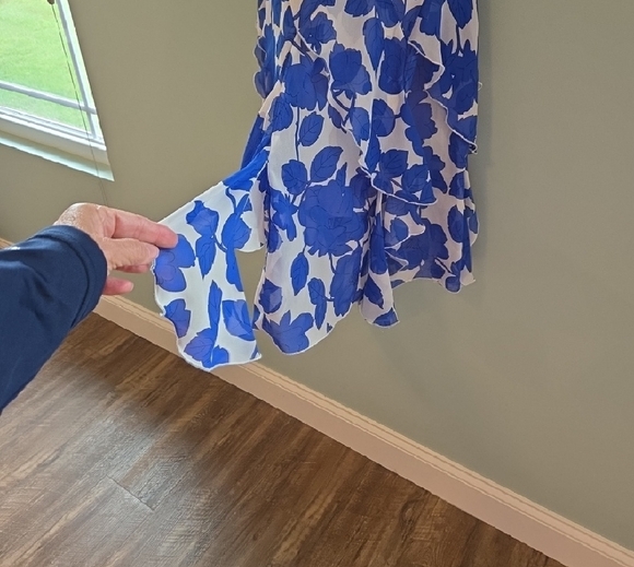 Bobbie Bee Midi Flapper Style Hem Dress Blue And White Size 12 - Picture 6 of 12